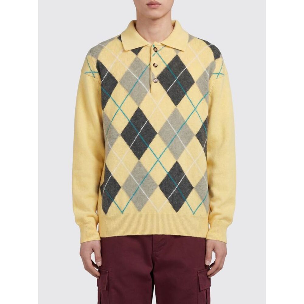 Jw Anderson Men Jw Anderson Diamond Pattern Wool Knit Polo Shirt